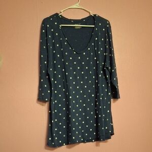 Lane Bryant Dark Blue Top with Cream Dots